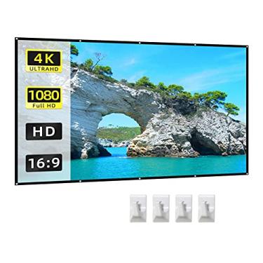 Imagem de Tela de Projetor 60 Polegadas 16 9 HD 4K Dobrável Portátil Lateral - Cortina Filme com Ganchos para Home Theater Indoor Casa Escritório