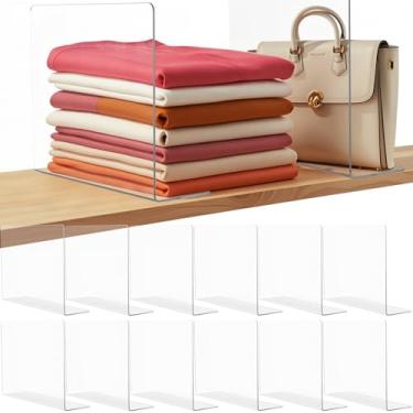 Imagem de Lebouri Divisórias de prateleira para organização de armário: Divisórias de prateleira de acrílico para bolsa de suéter de roupas - Organizadores de armário transparentes e separadores de