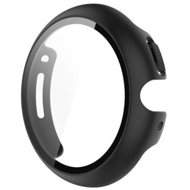 Imagem de MOTONG Capa protetora para relógio de cobertura total PC protetor de tela de vidro temperado compatível com Google Pixel Watch 4 45 mm (preto)