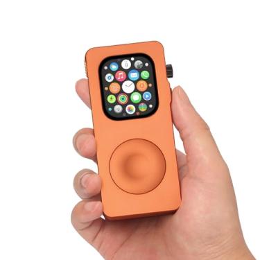 Imagem de Capa de liga de alumínio para Apple Watch de 44 mm - Transforme seu Apple Watch em um smartphone, capa protetora de metal estilo iPod retrô com roda de clique (laranja, 44 mm - Série SE3/SE2/SE/6/5/4)