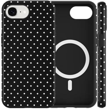 Imagem de Cinysnt Capa de telefone fofa de bolinhas para iPhone 16e capa magnética de 6,1 polegadas, compatível com Magsafe, estampa estética moderna design feminino capa rígida PC à prova de choque macio TPU