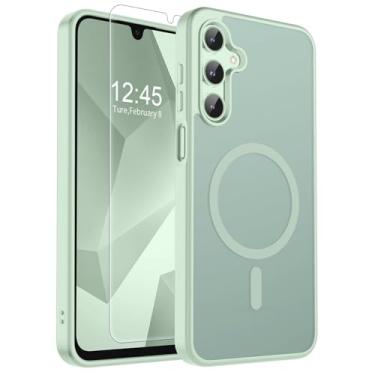 Imagem de SUPFINE Capa magnética para Samsung Galaxy A16 5G com protetor de tela, (compatível com MagSafe) (proteção contra quedas de grau militar) capa de telefone fina translúcida à prova de choque, verde