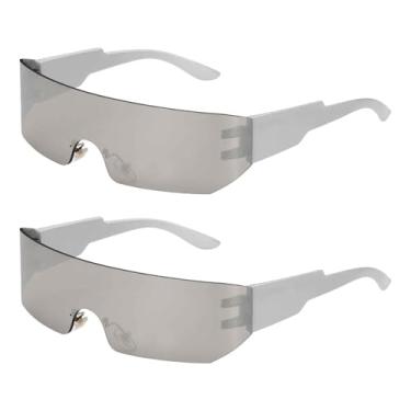 Imagem de HARFINGTON Óculos de sol para mulheres e homens, óculos de sol retrô com proteção solar, Prata, Standard