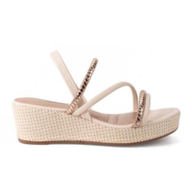 Imagem de Sandália Feminina Dakota Y8321 Salto Anabela - Nude, 36