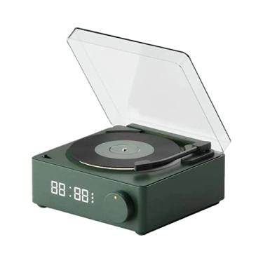 Imagem de Tocador de Música sem Fio BT em Formato Vinil Retrô Alto-Falante Portátil com Relógio Despertador para Viagens Ambientes