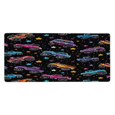 Imagem de Tapete de mouse colorido com arte de caminhão grande, impermeável, protetor de mesa estendido, tapete de borracha antiderrapante para escritório, computador, teclado, laptop e mesa de casa, mouse pad