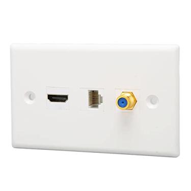 Imagem de KIMISS Placa de Parede de Interface Multimídia HD - Painel de Saída Principal de TV F de 3 Portas CAT6 para HDTVs, Projetores e Dispositivos de Streaming