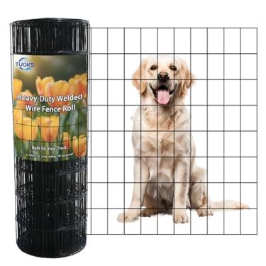 Imagem de Cerca de arame revestido de PVC preto 5 x 7,6 cm 61 cm x 15 m, rolo de cerca de arame soldado 16 GA, tela de arame de metal para proteção de vegetais para cabras e aves