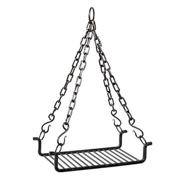 Imagem de Lord of Battles Grelha de ferro forjado à mão para cozinhar, grelha de churrasco viking medieval 38 x 25 cm, churrasqueira externa para acampamento, LARP, SCA e reconstituição histórica