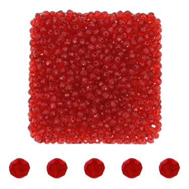 Imagem de Mandala Crafts Contas de cristal redondas vermelhas granada de 3 mm – 1000 contas de vidro facetadas para fabricação de joias, pulseiras, colares, brincos e contas