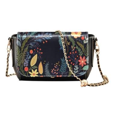 Imagem de Bolsa de couro feita à mão com zíper para arte natalina, bolsas de couro transversais para mulheres, Guirlanda de Natal com flores e folhas-1, One Size