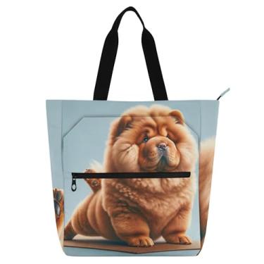 Imagem de Bolsa feminina para cachorros, ioga, Chow Chow, para trabalho, lona, zíper, praia, professores, livros, presente