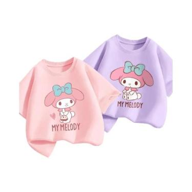 Imagem de Camisetas De Algodão 100% Para Meninas Bebês Com Estampa Da Hello Kitt
