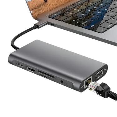 Imagem de Estação De Acoplamento Para Portátil | Hub com Carregamento Type-C - Adaptador Multiportas com Leitor de Cartões | para Telemóvel Computador Casa Viagem Trabalho