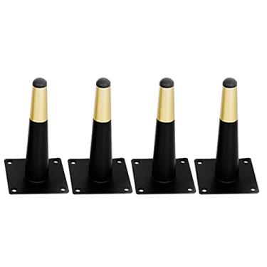 Imagem de TRGCJGH Penteado dourado para móveis pernas de sofá 4 peças pernas de armário de metal pernas de sofá modernas para cômoda suporte de TV mesa lateral, A-4,7 polegadas
