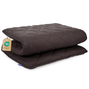Imagem de Feeljuly Colchão japonês, colchão futon de algodão com enchimento de espuma de alta densidade (design de 5 camadas), Shikibuton, colchão de tatame dobrável para dormir, dormitório, acampamento, cinza
