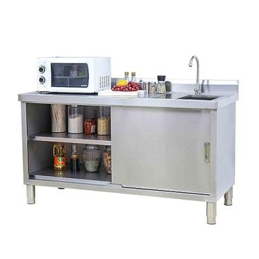 Imagem de Lavatório de lavanderia, pia de aço inoxidável de cozinha independente, armário de pia integrado, armário de pia de lavanderia com torneira e acessórios, pia multifuncional para lavanderia/utilitária