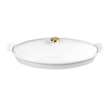 Imagem de Travessa Oval para Peixe com Tampa Modern Heritage Cerâmica 34 cm Branco Le Creuset