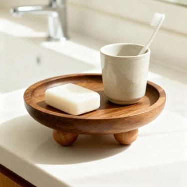 Imagem de 1 bandeja aromática de madeira para óleos essenciais, porta-chaves decorativas e placa de exibição doce – Detalhe para decoração de entrada, banheiro ou quarto