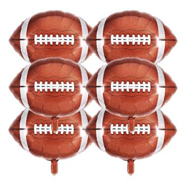 Imagem de Balões de futebol, balões de alumínio em forma de rúgbi de 68 cm para esportes Mylar balão bolas de futebol decorações de festa de aniversário lembrancinhas de suprimentos (6 peças)