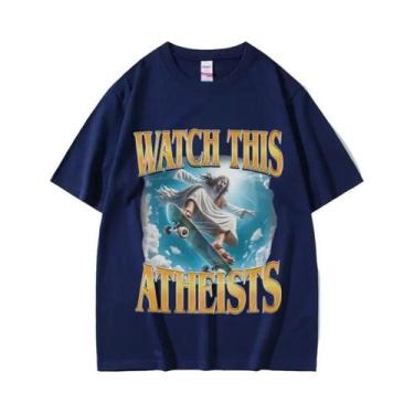 Imagem de Camiseta Unissex Vintage De Verão Com Estampa De Jesus Meme Engraçada 