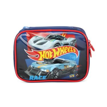 Imagem de Estojo Box Hot Wheels 3 Compartimento Escolar Infatil (Vermelho)