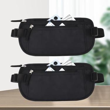 Imagem de Cinto para dinheiro com bloqueio de RFID para homens e mulheres, carteira de cintura fina para viagens e corrida, serve para passaporte, telefone e dinheiro, Preto - 2, Estilo extremamente simples