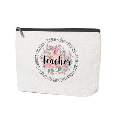 Imagem de Bolsa de maquiagem motivacional para presentes, bolsa de cosméticos para saúde mental, afirmações, presentes para mulheres, amigas, irmãs, colegas, LCS multicolorido 02495, 9.6 × 7 × 0.5 inches
