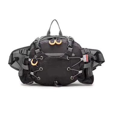 Imagem de SOMKB Bolsa de cintura para ciclismo, academia, ombro, viagem, fitness, para mulheres, homens, com garrafa de água, bolsa esportiva para acampamento, caminhada, Preto, One Size