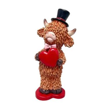 Imagem de predolo Estatueta de resina de vaca Terras Altas para decoração de mesa, artesanato criativo, ornamento para mesa de centro de TV, presente de casamento, Macho