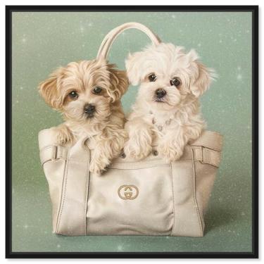 Imagem de Art Remedy Linda bolsa Poodle Canvas Fashion Pet Art, moldura preta, 50,8 cm x 50,8 cm