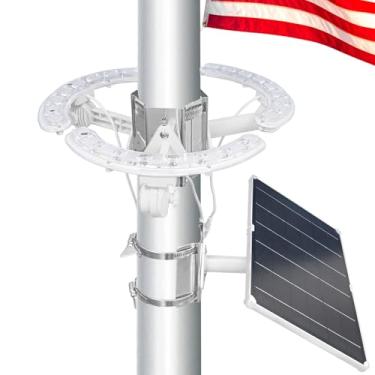 Imagem de Luz de mastro de bandeira movida a energia solar, IP65 à prova d'água do crepúsculo ao amanhecer, serve para mastro americano de 5 a 15 cm de diâmetro, 24 LEDs superbrilhantes, luz solar de mastro