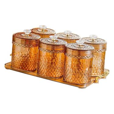 Imagem de IEUDNS Organizador de alimentos multifuncional com 6 potes hermética, Âmbar