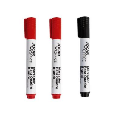 Imagem de Kit com 3 Marcador Piloto Recarregável para Quadro Branco Jocar Office