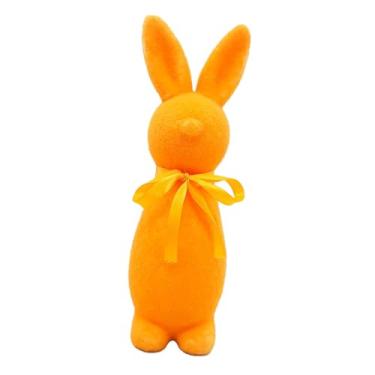 Imagem de oshhni Enfeite de mesa em forma de da Páscoa flocado, presente de Páscoa, enfeite de mesa fofo em espuma para casa, jardim, escritório ou sala de, Laranja