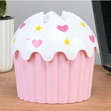 Imagem de Tubo de tecido de sorvete de plástico criativo para casa de banho quarto tubo de papel de desenho animado caixa de papel de mesa de plástico (cor: azul, tamanho: 12,5 * 14,5 cm) (rosa 12,5 * 14,5 cm)