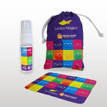 Imagem de Kit Limpeza Óculos Lenço Mágico Com Spray Eco 20ml c/Flanela Microfibra 10x15cm e Saquinho Portátil Limpa Óculos de Grau, Escuro, Telas e Eletrônicos