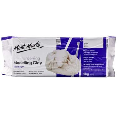 Imagem de Mont Marte White Air Hardening Modeling Clay, 2kg (4.4lb). Approximate 24 Hour Drying Time. Easy to Smooth and Knead. Suitable for a Variety of Sculpting Projects.
