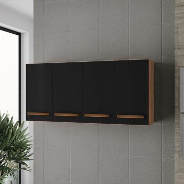 Imagem de Armário 4 Portas Cozinha Aéreo íris Mb1 120cm Cor Savana Preto