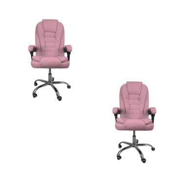 Imagem de Kit 2 Cadeiras De Escritório Presidente Reclinável - Rosa