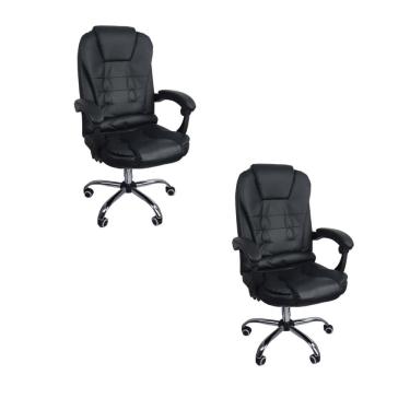 Imagem de Kit 2 Cadeiras De Escritório Presidente Reclinável - Preto