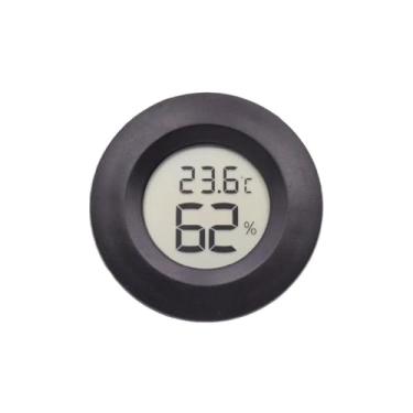 Imagem de AHGDDA Mini termômetro digital redondo higrômetro medidor de temperatura sensor medidor de umidade monitor detector de aquário interno incubadora (preto)
