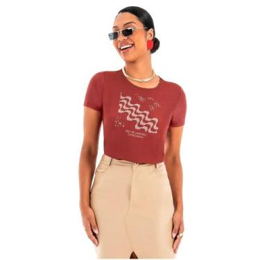 Imagem de Blusa Feminina Habana Gola Careca Copacabana Marrom Telha, Telha, P
