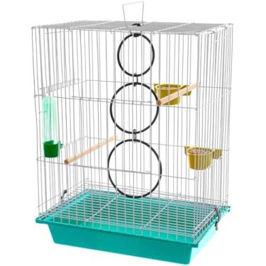 Imagem de Gaiola Viveiro Calopsita Agapornis Completa Com Acessórios(VERDE SEM SUPORTE)