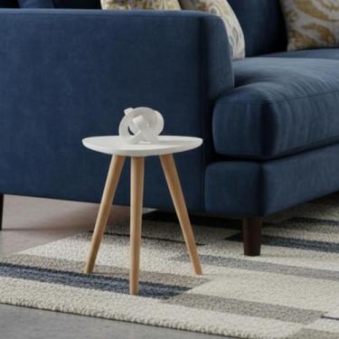 Imagem de Mesinha Lateral Redonda Sala Pe Palito Retro Decorativa Tampo Orgânico