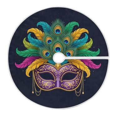 Imagem de ATTX Saia de árvore com máscara de carnaval de 118 cm – decoração festiva para festas de ano novo e carnaval #399