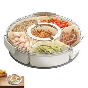 Imagem de Bandeja de servir lanche, dividir a bandeja de servir com tampa,Caixa de armazenamento de frutas divididas | Caixa de armazenamento de tempero selado à cozinha, recipiente de alimentos para doces, leg