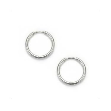 Imagem de TDEBA Brincos de argola de aço cirúrgico para homens, brincos modernos de cartilagem piercing de nariz para mulheres, 12G 18mm, Metal, Sem pedra preciosa