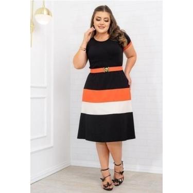 Imagem de Vestido Midi Adriana Moda Evangélica Feminina, Laranja, M