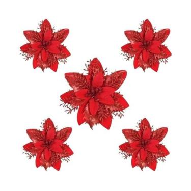 Imagem de Flores Artificiais Com Glitter E Ramos De Frutas Para Decorações De Ár